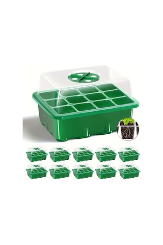 Willowhaven 10lu Tohum Başlatma Tepsisi 120 Hücre Yükseltilmiş Kapaklı Sera Bahçe