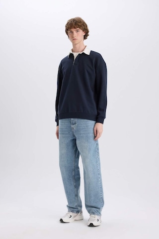 DeFacto Boxy Fit Polo Yaka Basic Düz Sweatshirt E6523AX24WNNV82 Lacivert