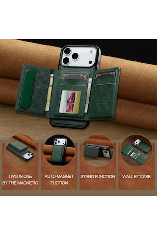 Nihcase Apple Uyumlu iPhone 17 Pro Max Kılıf Pollux L5 Serisi Mıknatıslı Kartlıklı 2-1 Kapak