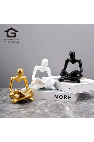 Kosona Ev Dekoru Kütüphane Salonu Odalar İçin Modern Abstract Okuyucu Figürü - Siyah轻奢 Sanatsal Heykel