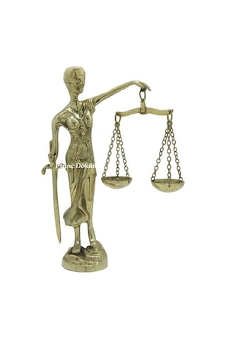 Adalet Kadını Pirinç Döküm Adalet Terazisi Dekoratif Obje Biblo Adalet Kadını Pirinç Döküm Adalet Terazisi Dekoratif Obje Biblo