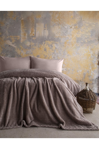 Çift Kişilik Trusty Vizon Jakar Desen Battaniye 200x220 Cm Vizon