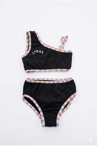 Beniizle Lyrax Baskılı Kız Çocuk Bikini Takımı Siyah