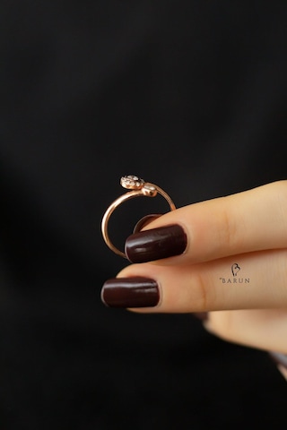 Yuvarlak Tek Taş Elmas Model 925 Ayar Ayarlanabilir Gümüş Yüzük