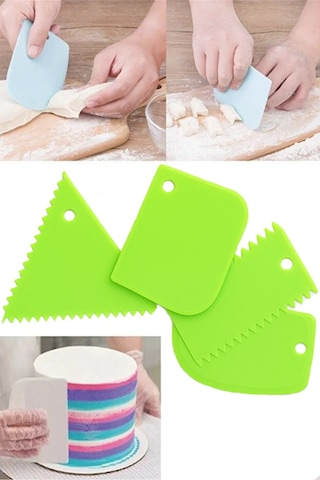 4'lü Set Hamur Kesme Ve Şekillendirme & Pasta Şekil Verme Aparatı - Yeşl Yeşil