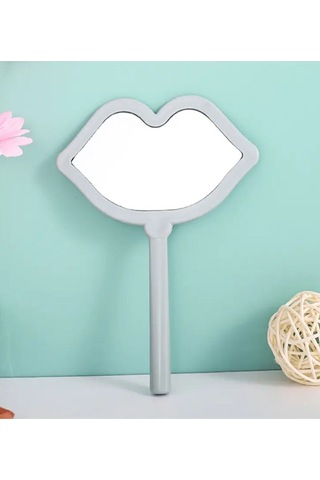 Caş Dekorasyon Gümüş Renk Dudak Şekilli El Aynası Gümüş