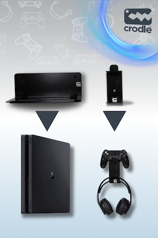 2'li Ps4 Slim Ve Ps4 Pro Için Duvar Standı Ve Joystick Konsol Tutacağı Kırılmaz Stand Yerden Tasarruf Gaming Aksesuar