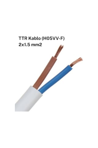 Ttr Ho5vv-f 2x1.5 Mm2 Beyaz Kablo, Pvc İzoleli, Çok Damarlı, 300/500v, 1 M
