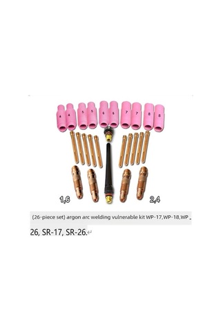 Fortunelane Tıg Kaynak Wp17/18/26 İçin 16 Parça Seti: 1.6-2.4-3.0 Mm Tutucular, Wt20 Tungsten Tutucu, Her Birinden 4 Adet