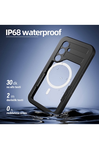 Samsung Galaxy S24 İle Uyumlu Kılıf Su Geçirmez 360 Derece Koruma Waterproof Telefon Kılıfı