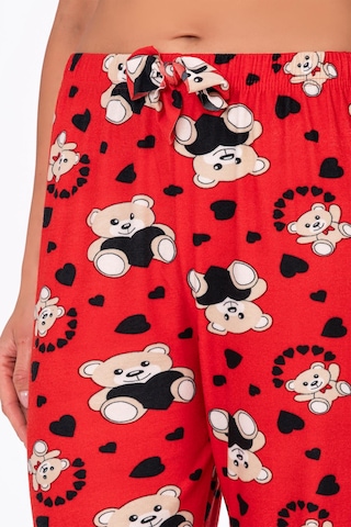 Kompedan Kadın Süet Kalpli Ayıcık Desenli Pijama Tek Alt Desen 16