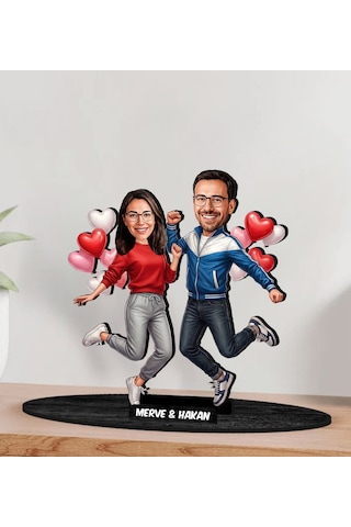 Bk Gift Kişiye Özel Sevgili Karikatürlü Ahşap Biblo -20, Fotoğraftan Karikatür, Sevgililer Günü Hediyesi, Ev Hediyesi Kobitmeyencom36347 Bk Gift