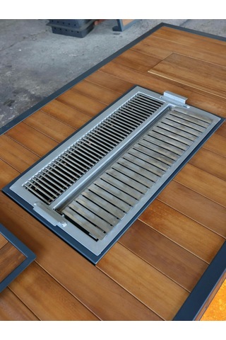 Buz Hazneli İroko Ahşap Mangallı Masa Ahşap