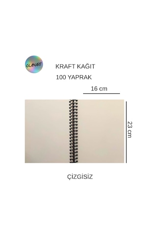 Spiralli 100 Yaprak Çizgisiz Orta Boy Sert Kapak Defter Kraft Kağıt 16x23 Cm