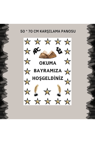 Okuma Bayramı Pano Süsü Artık Okuyorum, Yazıyorum Yazılı Siyah