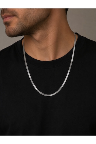 Gümüş Kaplama İtalyan Ezme Zincir Kolye , Gold Kaplama Unisex Tasarım Kolye , Çift Hediyesi