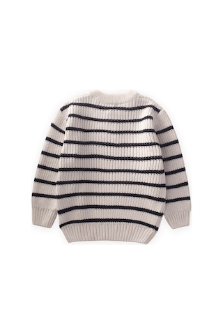 Cigit Çizgili Triko Kazak 2-6 Yaş Ekru Ekru