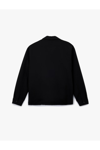 Koton Slim Fit Uzun Kollu Gömlek Yaka Fermuarlı Bomber Ceket Siyah 6wam20008ıw Siyah