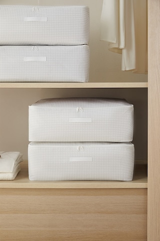 Home Wave 4'lü Büyük Boy Gri Pötikare Baza Altı Hurç Set 62 x 46 x 22 cm