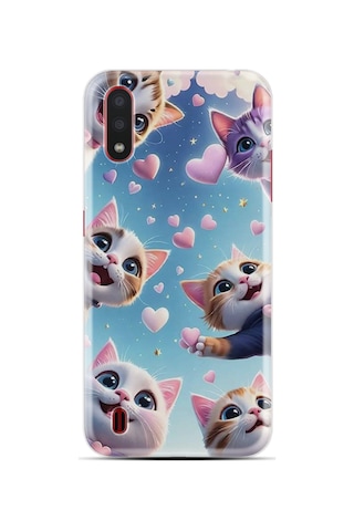 Samsung Galaxy Uyumlu A01 Kılıf Boutique Baskılı Resimli Kalp Ve Kedi Pcode -035
