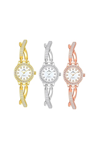 Sones Roma Desenli Elmas Kadın Kuvars Saat, Renk: Gül Altın