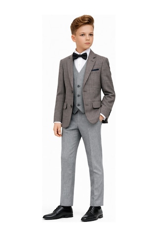 Ahengim Erkek Çocuk Slim Fit Dokulu Çizgili Spor Takım Elbise Ak195-196 Gri