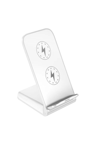 Yifomall 15w Hızlı Şarjlı Dikey-yatay Masaüstü Telefon Tutucu, İki Bobinlu Kablosuz Şarj Cihazı, Type-c Port, Beyaz