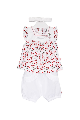 S-Mall Caramell Bebek Takımı - 3 Lü - Tkk6173 - Cherry - Beyaz