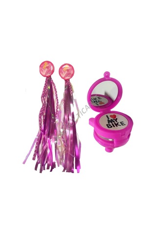 Hsgl Bisiklet Siyah Sepet Pembe Püskül Aynalı Zil Rüzgar Gülü Se