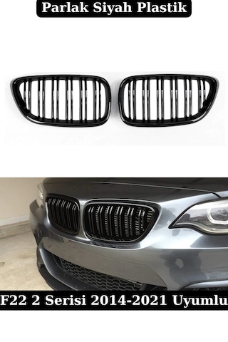 Bmw F22 M2 Ön Panjur Böbrek Çift Çizgi Parlak Siyah 14-21