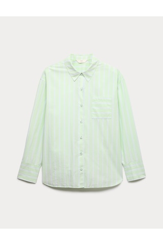 Marks & Spencer Çizgili Pijama Üstü T37003703T Yeşil