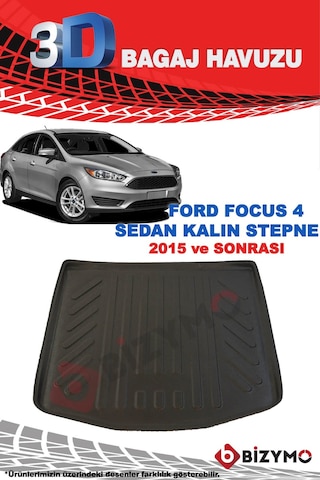 Ford Focus 4 Kalın Stepne Sedan 2015 ve Sonrası 3D Bagaj Havuzu Bizymo
