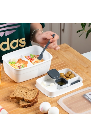 Porsima 3200 Vakumlu 2 Katlı Lunch Box - Sefer Tası 1200 Ml Beyaz