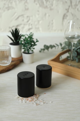 Keramika Mat Siyah Stackable Tuzluk / Biberlik 6 Cm