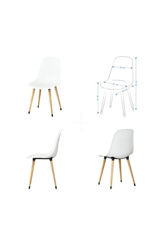 Vilinze Eames Sandalye-bank Argos Ahşap Mdf Sabit Mutfak Masası Takımı - 70x120 Cmtk-argos-70120-nn-dino-nb-eames-nb Beyaz