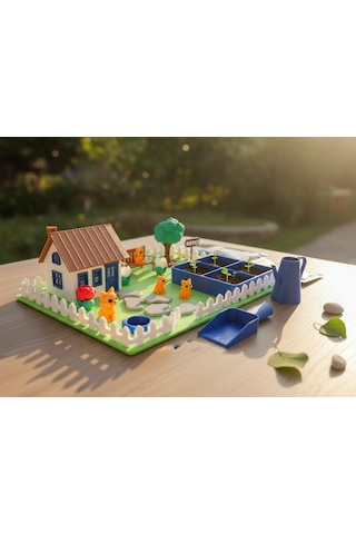 Kutpia Mini Bahçe Çocuk Oyun Ve Eğitim Seti 25x19cm - Sevimli Kediler Mavi