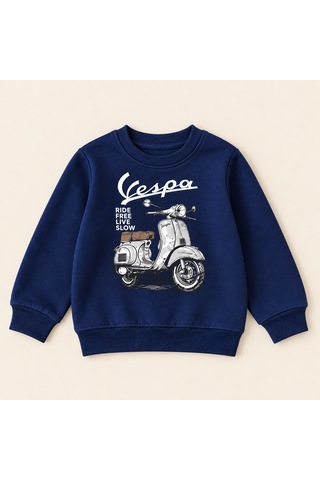 Pitipam Erkek Çocuk Klasik Vespa 'ride Free Live Slow' Baskılı Çizgili İkili Takım Lacivert