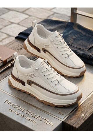 Dragon Heart Erkek Kışlık Su Geçirmez Kaydırmaz Ortopedik Hafif Taban Sneaker Beyaz