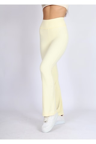 Soft&Basic Kadın 2'li İspanyol Paça Flare Yoga Tayt Pantalon Siyah-mavi