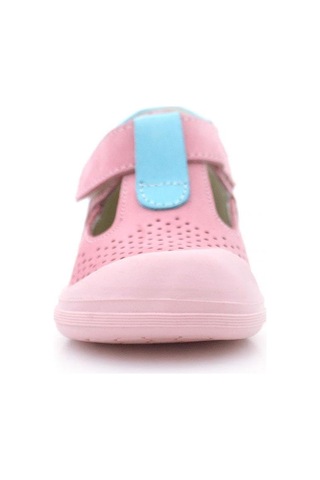 Rakerplus Shaun Hakiki Deri Pembe Mavi Cırtlı Anatomik Bebek Sandalet Pembe