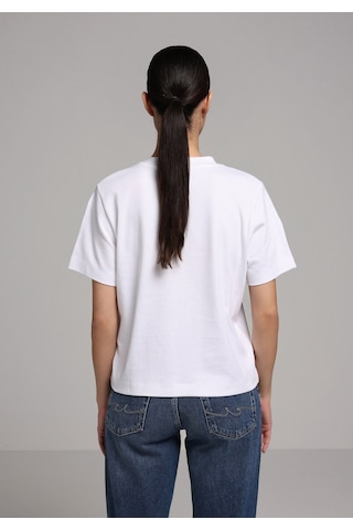Colins Boxy Fit Yuvarlak Yaka Düz Kadın Beyaz Kısa Kol Tişört Cl1079037 Q1.v2 Wht Beyaz