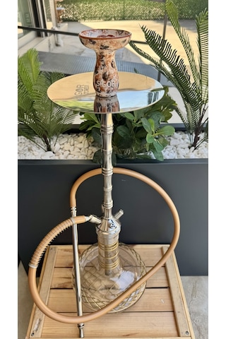Sigor Çelik Nargile Takımı Çanta Lüle Maşa Dahildir /dip Dekor Gold