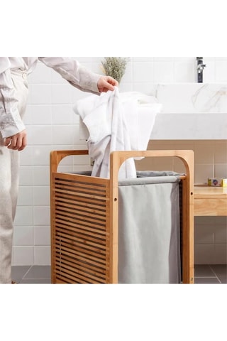 Digithome Bambu Kirli Sepetli Banyo Düzenleyici Çamaşır Sepeti Jw-20290