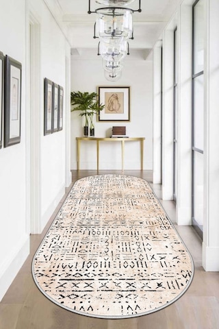 West Home Makinede Yıkanabilir Kaymaz Taban Leke Tutmaz Oval Modern Yolluk Ev Dekorasyonu İçin Bej Kesme Yolluk Wh548 Beige Oval Yolluk