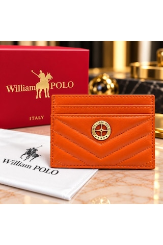 Williampolo Anka Hakiki Deri Unisex Kartlık-ince Tasarım Turuncu