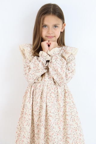 Miababy Rosetan Keten Elbise 1-8 Yaş Kahverengi