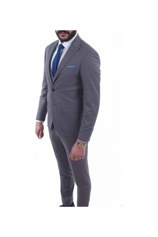 Jan Carlucci Yelekli Slimfit Drop 6 Takım Elbise (477080098) Gri