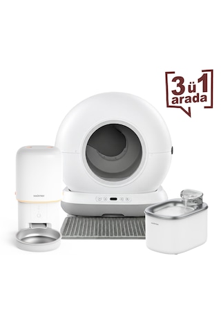 Haustier Cb001 Gri Kedi Tuvaleti Pf02 Beyaz Mama Kabı Wf007l Beyaz Kedi Suluğu 3 Lü Set Haustier Türkiye Garantili