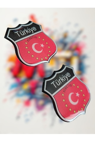 Türkiye Damla Sticker Etiket Kabartmalı 3dsilikon Direk Arma Türkiye Etiketçilere Özel 2adet 3,5x3cm Çok Renkli