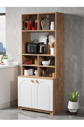 Bohem Çok Amaçlı Kiler Mutfak Dolabı - Beyaz N Çizgili Model Beyaz N Çizgili Model Diğer
